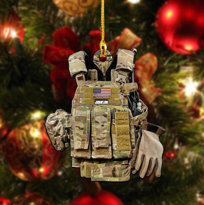 Personalized Army Military Uniform Acrylic Ornament, Custom Name Shape Ornament For Army