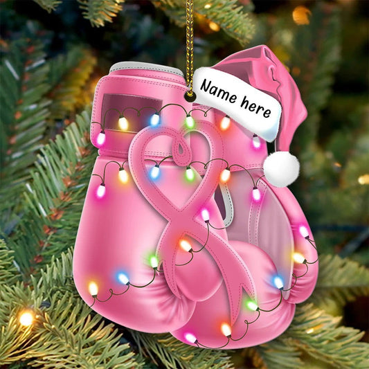 Custom Name Boxing Gloves Flat Acrylic Ornament, Christmas Ornament Gift For Boxing Lovers