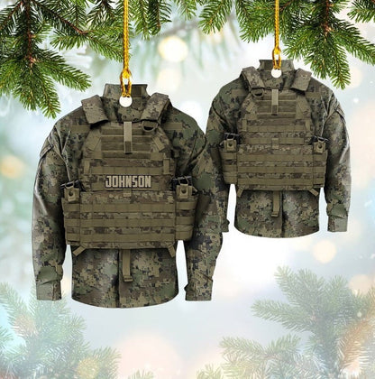 Personalized Army Military Uniform Acrylic Ornament, Custom Name Shape Ornament For Army