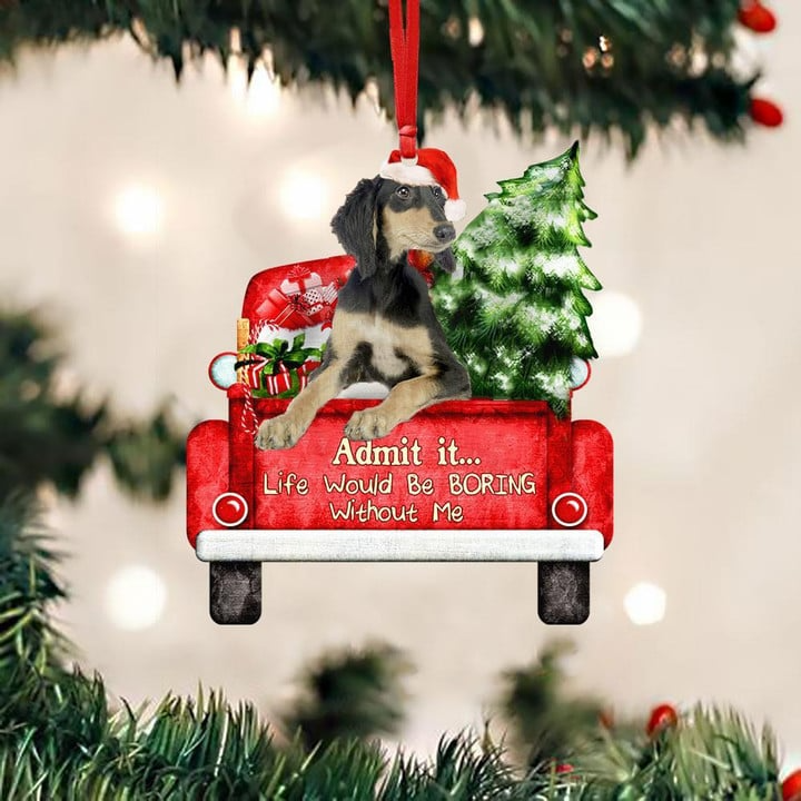 Customized Saluki Dog On The Red Truck Acrylic Christmas Ornament, Christmas Gift For Dog Lovers, Dog Owners