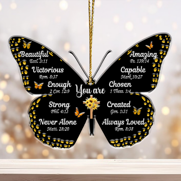 Butterfly Inspirational Religious You Are Unique Acrylic Ornament, Perfect Christmas Gift For Family, Friends