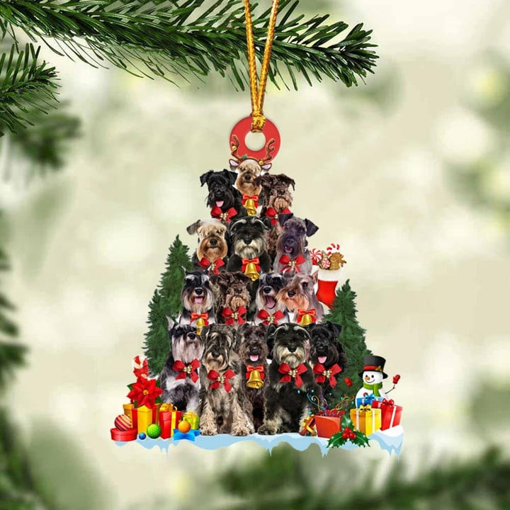 Schnauzer Dogs Christmas Tree Acrylic Ornament, Dog Gifts For Decor Home, Christmas Gift For Dog Lovers, Dog Owners