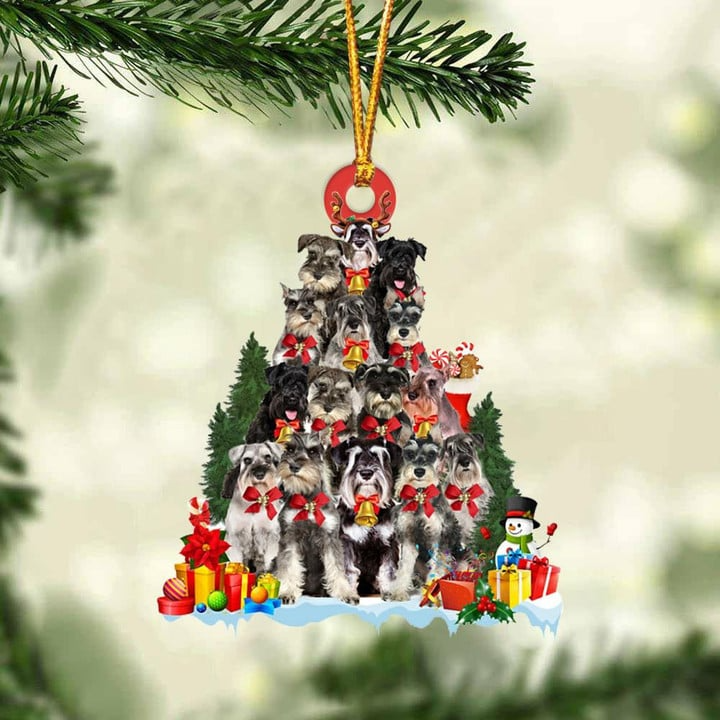 Miniature Schnauzer Dogs Christmas Tree Acrylic Ornament, Dog Gifts For Decor Home, Christmas Gift For Dog Lovers, Dog Owners