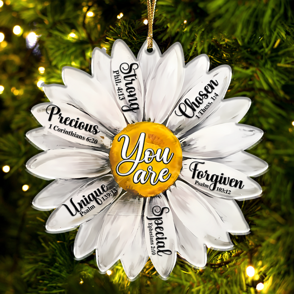 Daisy Inspirational Religious You Are Unique Acrylic Ornament, Perfect Christmas Gift For Family, Friends