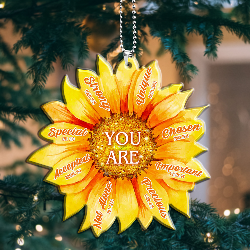 Sunflower God Says You Are Acrylic Car Ornament, Perfect Christmas Gift For Family, Friends, Holiday Decor