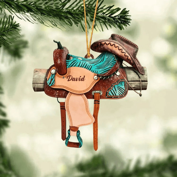 Personalized Horse Saddle Acrylic Ornament For Horse Lovers, Cowboy Cowgirl