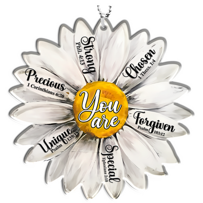 Daisy Inspirational Religious You Are Unique Acrylic Ornament, Perfect Christmas Gift For Family, Friends