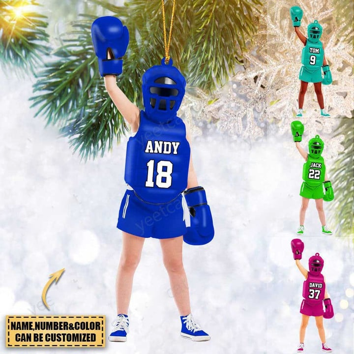 Personalized Girl Boy Boxer Acrylic Christmas Ornament - Christmas Gift For Boxing Lovers Kids, Boxing Players