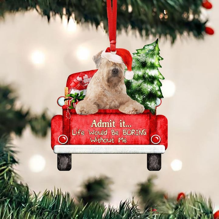 Customized Soft Coated Wheaten Terrier Dog On The Red Truck Acrylic Christmas Ornament, Christmas Gift For Dog Lovers, Dog Owners