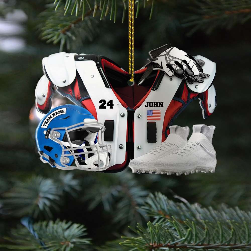 Personalized American Football Player Uniform Acrylic Ornament, Custom Christmas Ornament Gift For Football Fans, Son