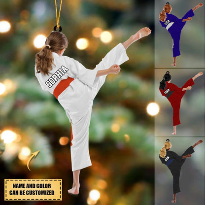 Personalized Girl Karate, Taekwondo Girl, Martial Acrylic Christmas Ornament For Daughter - Gift For Karate Team, Karate Lovers