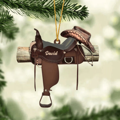 Personalized Horse Saddle Acrylic Ornament For Horse Lovers, Cowboy Cowgirl