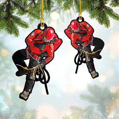 Personalized Climbing Christmas Ornament, Custom Name Climbing Man Acrylic Ornament