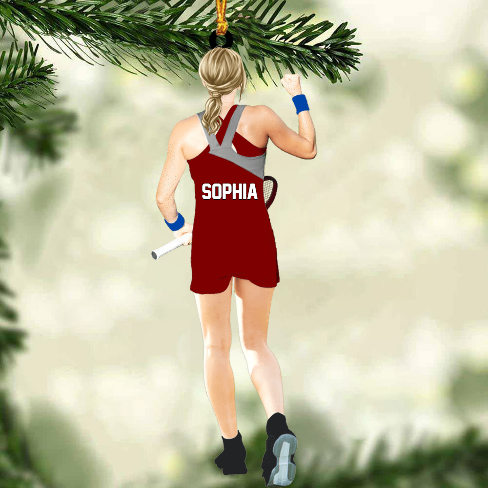 Customized Woman Tennis Player Acrylic Christmas Ornament, Gift For Tennis Lovers, Tennis Players, Wife, Her