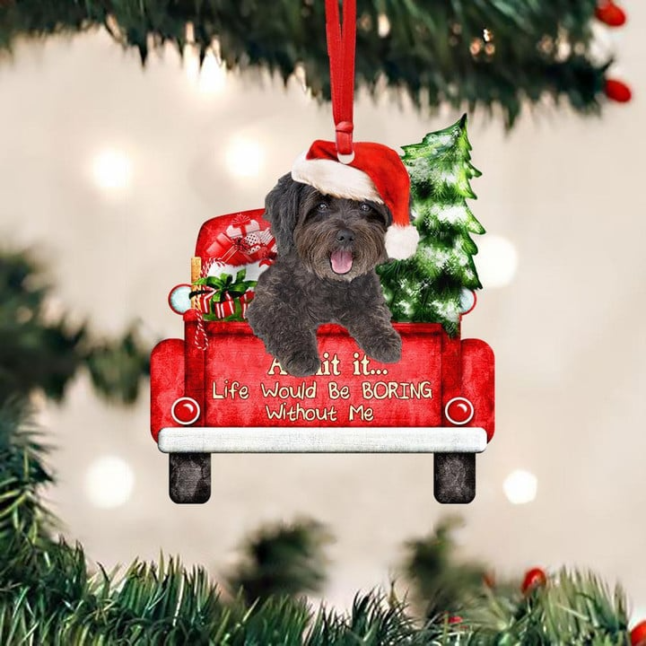 Customized Schnoodle On The Red Truck Acrylic Christmas Ornament, Christmas Gift For Dog Lovers, Dog Owners