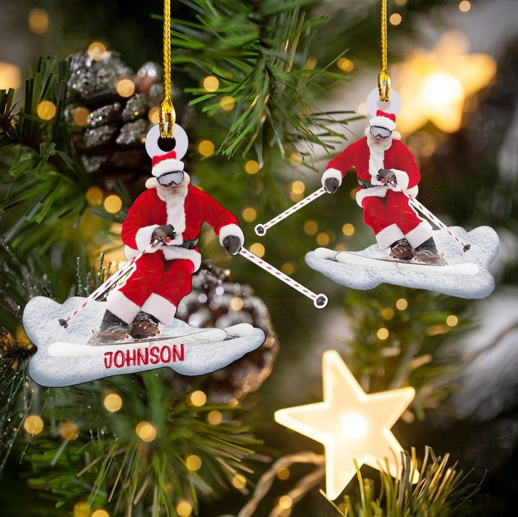 Custom Name Snowboarding Skiing Acrylic Ornament, Custom Christmas Ornament Gift For Son, Daughter