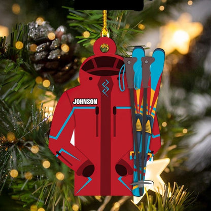 Custom Name Snowboarding Skiing Acrylic Ornament, Custom Christmas Ornament Gift For Son, Daughter