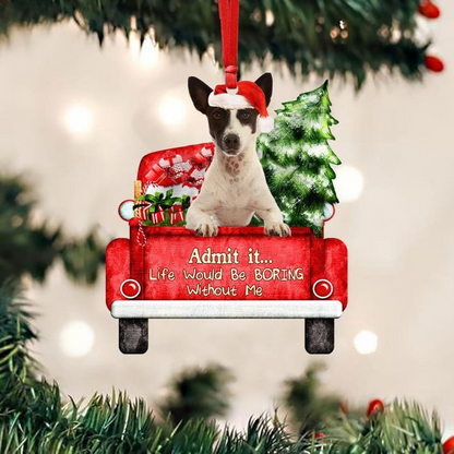 Customized Jack Russell Terrier On The Red Truck Acrylic Christmas Ornament, Christmas Gift For Dog Lovers, Dog Owners