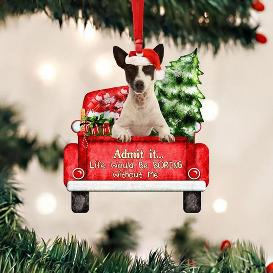 Customized Jack Russell Terrier On The Red Truck Acrylic Christmas Ornament, Christmas Gift For Dog Lovers, Dog Owners