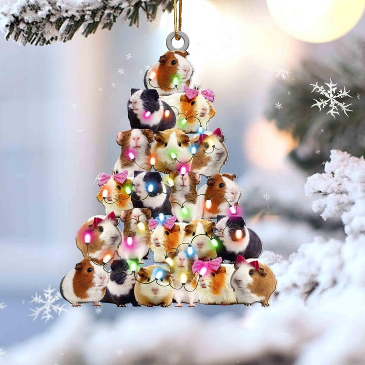 Guinea Pig Christmas Tree Acrylic Ornament, Guinea Pig Gifts For Decor Home, Christmas Gift For Guinea Pig Lovers