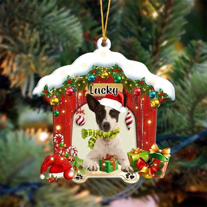 Personalized Jack Russell Terrier In Red Wood House Acrylic Christmas Ornament Gift For Dog Lovers, Dog Mom