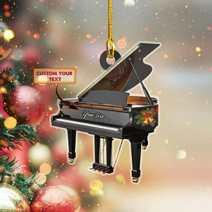 Custom Name Piano Flat Acrylic Ornament, Custom Christmas Ornament Gift For Piano Player