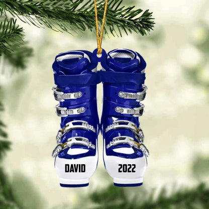 Personalized Skiing Roller Skate Christmas Acrylic Ornament, Custom Name Acrylic Ornament For Snowboarding Player
