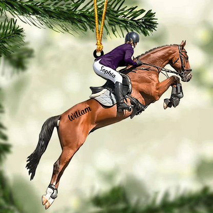 Customized Equestrian Girl Acrylic Christmas Ornament, Equestrian Ornament Gift For Horse Lovers, Her, Wife, Christmas Gifts