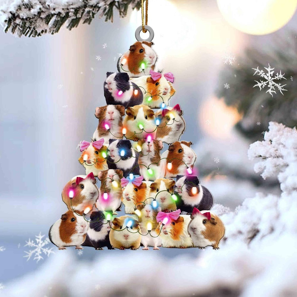 Guinea Pig Light Christmas Tree Acrylic Ornament, Ornament Gift For Animal Lovers