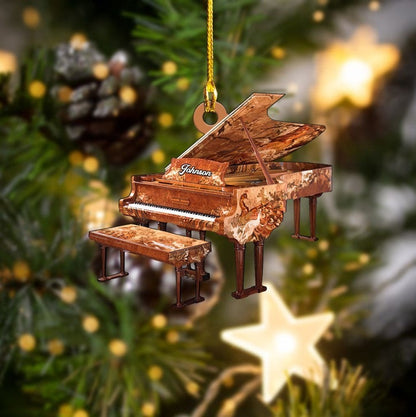 Custom Name Piano Flat Acrylic Ornament, Custom Christmas Ornament Gift For Piano Player
