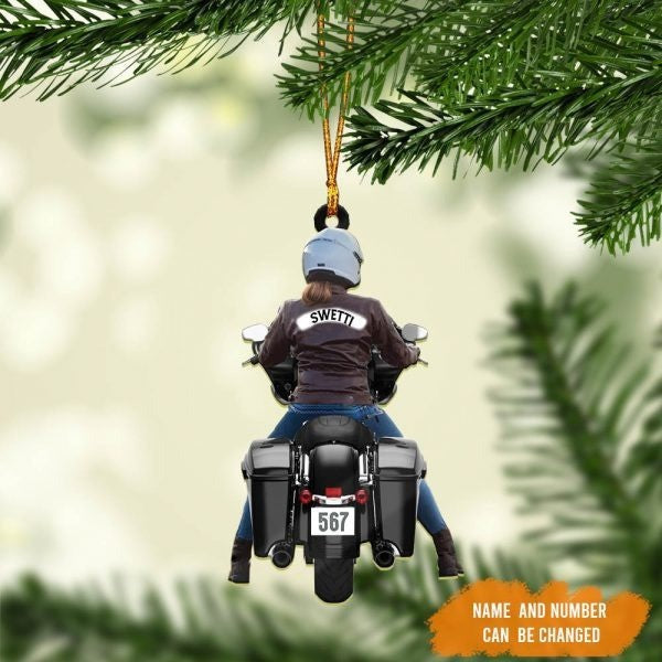 Personalized Biker Women Street Glide Road Glide Colorful Motorcycle Acrylic Ornament For Women