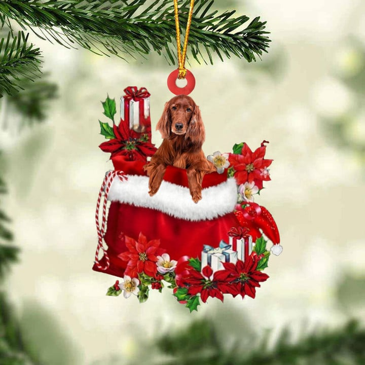 Customized Irish Setter Do gIn Red Gift Bag Acrylic Ornament, Christmas Gift For Dog Lovers, Dog Mom