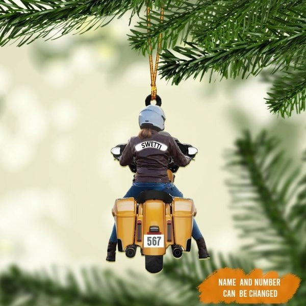 Personalized Biker Women Street Glide Road Glide Colorful Motorcycle Acrylic Ornament For Women
