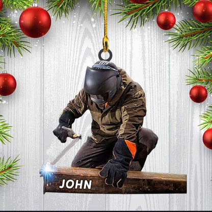 Customized Name Welder Christmas Acrylic Ornament, Custom Christmas Ornament Gift For Welder