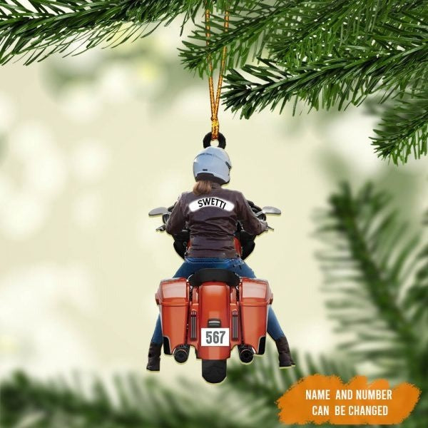 Personalized Biker Women Street Glide Road Glide Colorful Motorcycle Acrylic Ornament For Women