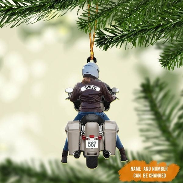 Personalized Biker Women Street Glide Road Glide Colorful Motorcycle Acrylic Ornament For Women