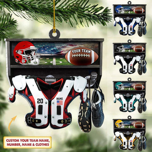 Personalized Acrylic Ornament American Football Christmas Ornament For Football Lovers, Football Player