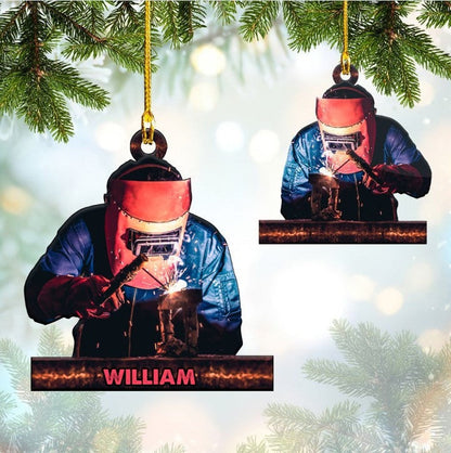 Customized Name Welder Christmas Acrylic Ornament, Custom Christmas Ornament Gift For Welder
