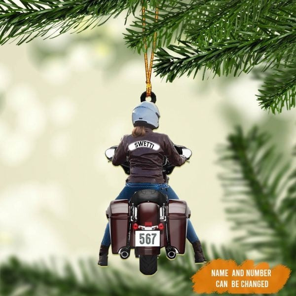 Personalized Biker Women Street Glide Road Glide Colorful Motorcycle Acrylic Ornament For Women