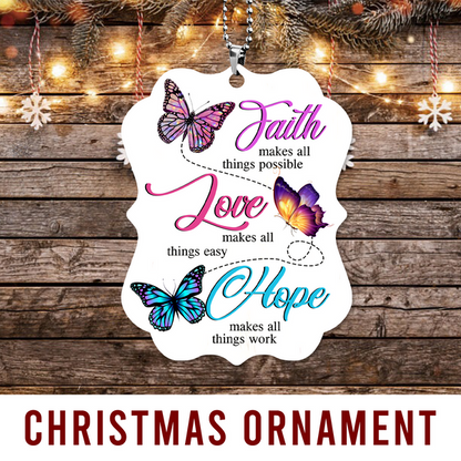 Colorful Butterfly Faith Hope Love Acrylic Ornament, Perfect Christmas Gift For Family, Friends