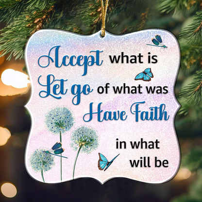 Dandelion Blue Butterfly Have Faith Acrylic Ornament, Perfect Christmas Gift For Family, Friends
