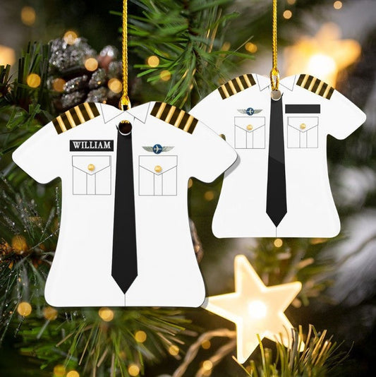 Custom Name Pilot Uniform Acrylic Ornament, Custom Christmas Ornament Gift For Pilot