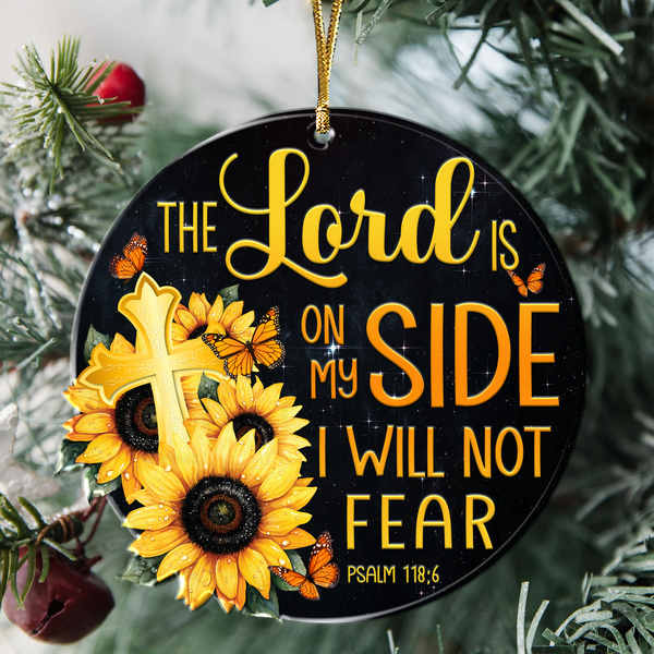 Sunflower Butterfly Cross Symbol The Lord Acrylic Ornament, Perfect Christmas Gift For Family, Friends