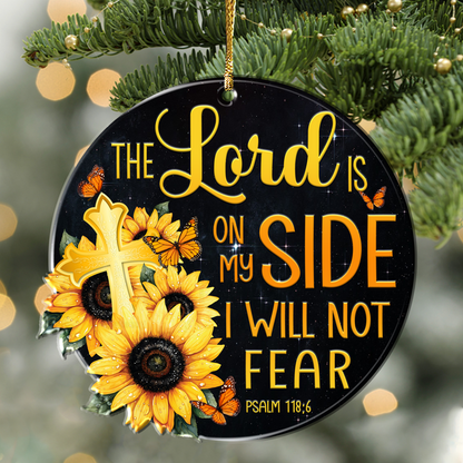 Sunflower Butterfly Cross Symbol The Lord Acrylic Ornament, Perfect Christmas Gift For Family, Friends