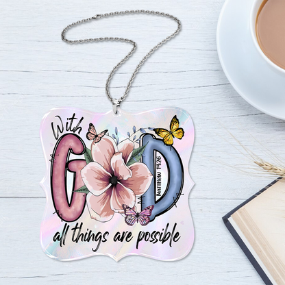 Flower Butterfly With God Christian For Women Acrylic Ornament, Perfect Christmas Gift For Family, Friends