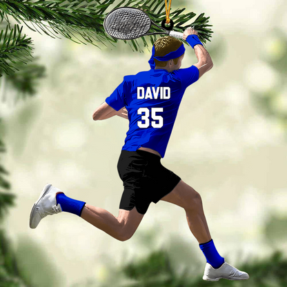 Customized Man Tennis Player Acrylic Christmas Ornament, Gift For Tennis Lovers, Tennis Players, Husband