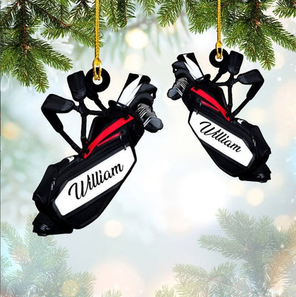 Customized Golf Bags Acrylic Ornament, Golf Cart Ornament Gift For Golf Lovers, Christmas