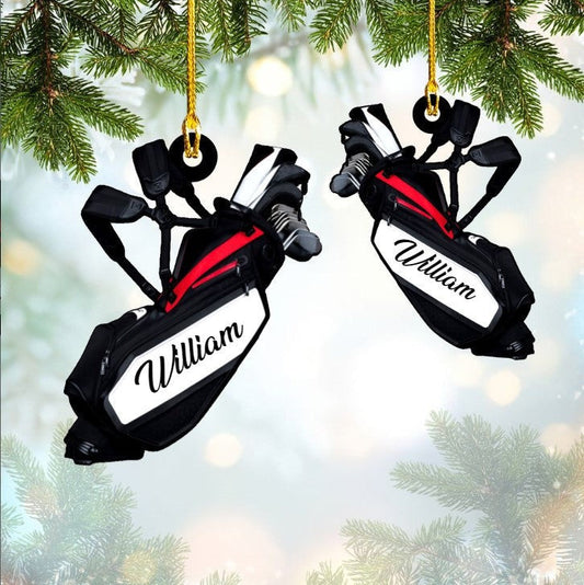 Customized Golf Bags Acrylic Ornament, Golf Cart Ornament Gift For Golf Lovers, Christmas