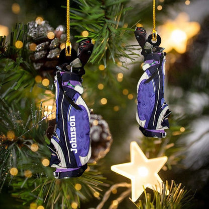 Customized Golf Bags Acrylic Ornament, Golf Cart Ornament Gift For Golf Lovers, Christmas