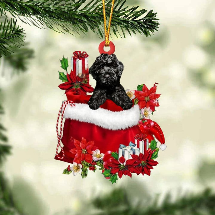 Customized Cavapoo Dog In Red Gift Bag Acrylic Christmas Ornament, Christmas Gift For Dog Lovers, Dog Mom